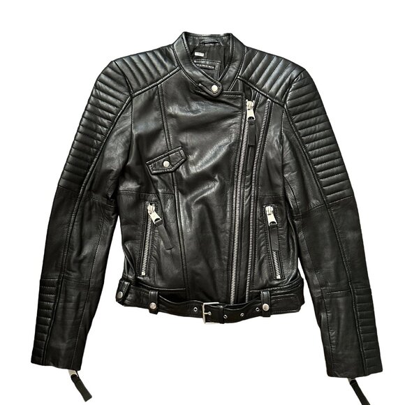 ZARA Trafaluc Women's Black Leather Moto Jacket – Size XS - Picture 2 of 10